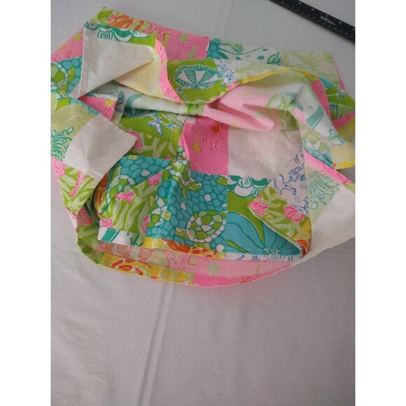 Vintage 1990s Lilly Pulitzer Skort Size 4 tropical Pink green blue Patchwork sea - Picture 11 of 12